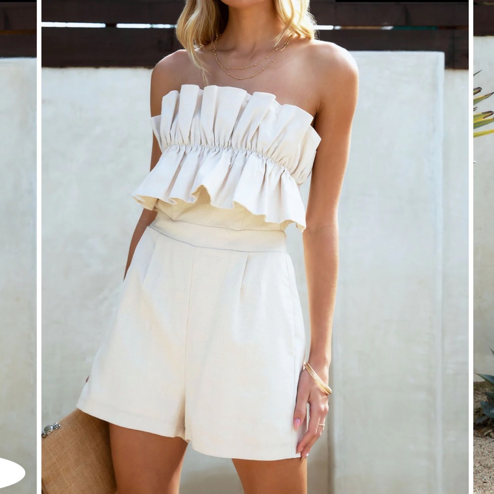 New without tags Vici linen blend ruffle romper